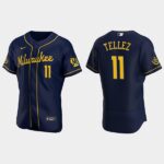 Men's Milwaukee Brewers #11 Rowdy Tellez Alternate Navy Jersey