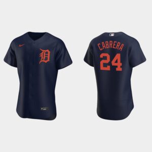 Men's Detroit Tigers #24 Miguel Cabrera 2020 Alternate Navy Jersey