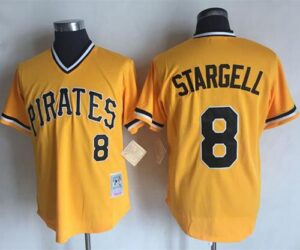 Mitchell And Ness Pittsburgh Pirates #8 Willie Stargell Stitched Yellow Throwback Jersey