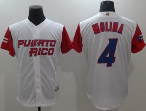 Team Puerto Rico #4 Yadier Molina White 2017 World Baseball Classic Stitched Jersey