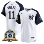 Anthony Volpe #22 New York Yankees 27 Time Champions Patch Vapor Premier Limited Jersey - White Alternate