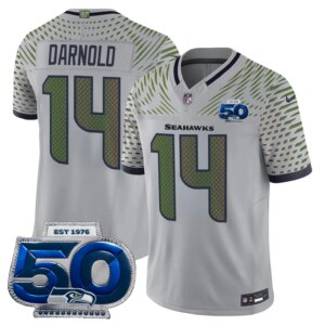 Sam Darnold #14 Seattle Seahawks 2025 Rivalries 50th Season Patch Vapor Limited Jersey - All Stitched