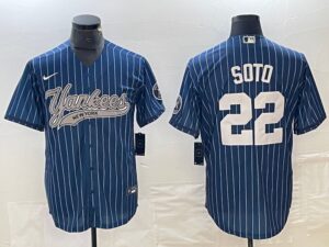 Men's  New York Yankees #22  Blue Juan Soto Jersey