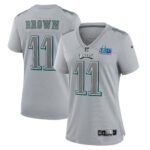 A.J. Brown Philadelphia Eagles  Women's Super Bowl LVII Patch Atmosphere Fashion Game Jersey - Gray