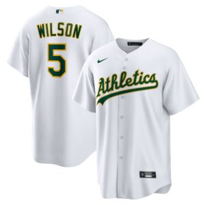 Athletics Jacob Wilson #5 White Home Replica Jersey