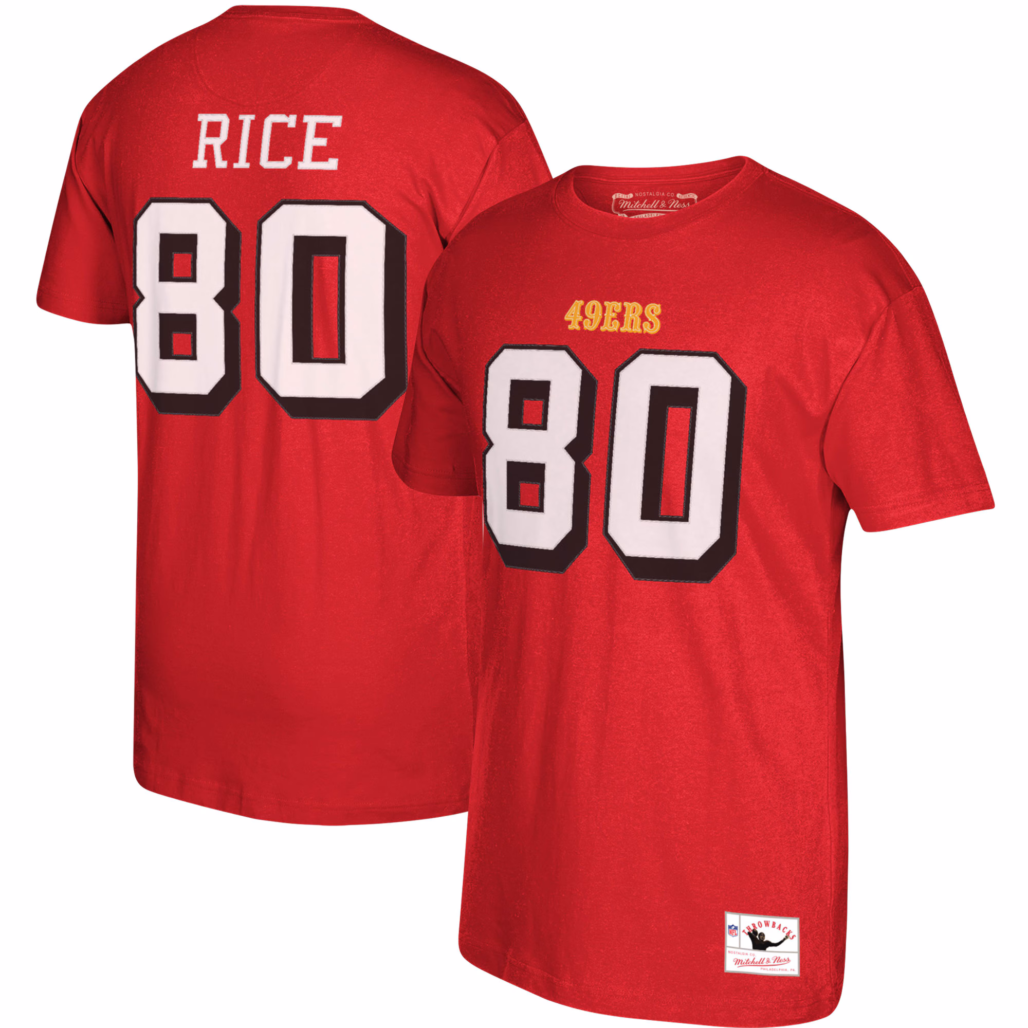 Men's San Francisco 49ers Jerry Rice Scarlet Retired Player Name & Number T-Shirt
