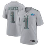 Jalen Hurts Philadelphia Eagles Youth Super Bowl LVII Patch Atmosphere Fashion Game Jersey - Gray