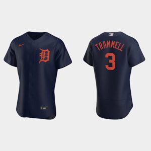 Men's Detroit Tigers #3 Alan Trammell 2020 Alternate Navy Jersey
