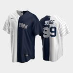 Men's New York Yankees Split Replica Jersey #99 Aaron Judge White-Navy