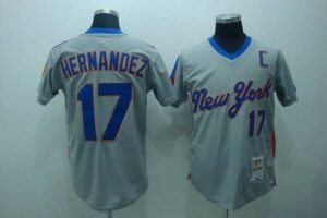 Men's Mitchell And Ness New York Mets #17 Keith Hernandez Stitched Grey Throwback Jersey