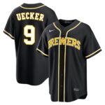 Bob Uecker #9 Milwaukee Brewers Fashion Replica Out Jersey - Black