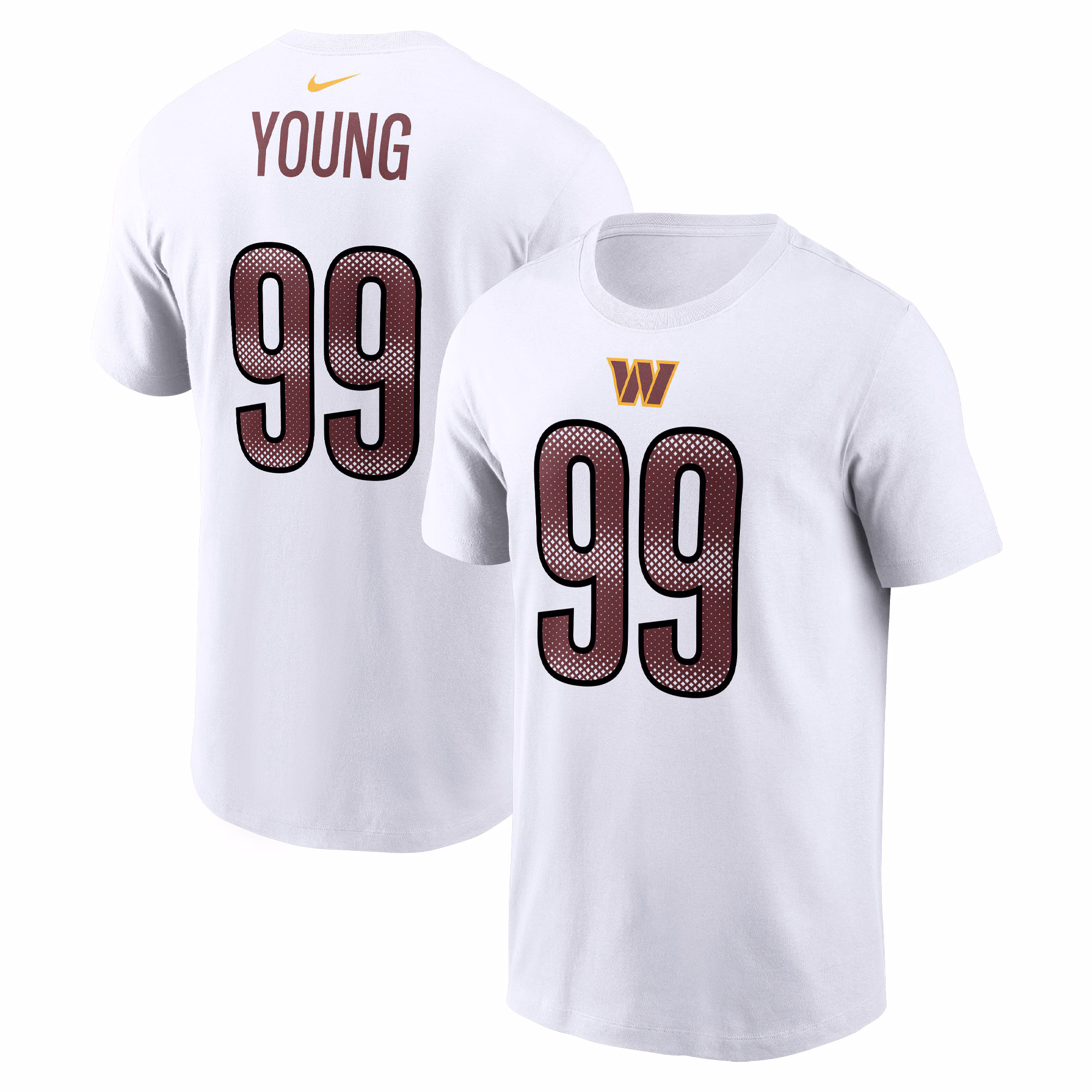 Men's Chase Young White Washington Commanders Player Name & Number T-Shirt