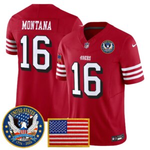 Joe Montana #16 San Francisco 49ers United States 250th Anniversary Patch Vapor Limited Jersey - All Stitched