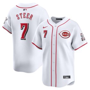 Men's Cincinnati Reds Spencer Steer  White Home Limited Player Jersey