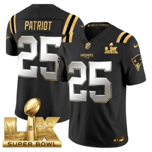 Patriot #25 New England Patriots Super Bowl LX Patch Vapor Limited Game Jersey - All Stitched