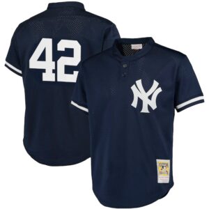 New York Yankees Mariano Rivera #42 Mitchell & Ness Navy Cooperstown Collection Big & Tall Mesh Batting Practice Jersey