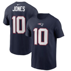 Men's Mac Jones Navy New England Patriots Player Name & Number T-Shirt