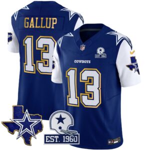 Michael Gallup #13 Cowboys Texas Patch Gold Trim Vapor Jersey - All Stitched