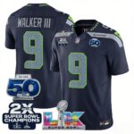 Kenneth Walker III #9 Seattle Seahawks 2-Time Super Bowl LX 50th Patch Vapor Limited Game Jersey - All Stitched