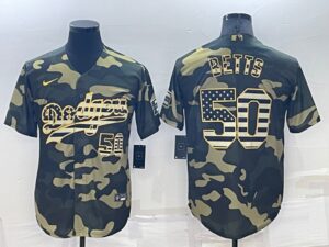 Men's Los Angeles Dodgers #50 Mookie Betts Camo 2022 Armed Forces Day Cool Base Jersey