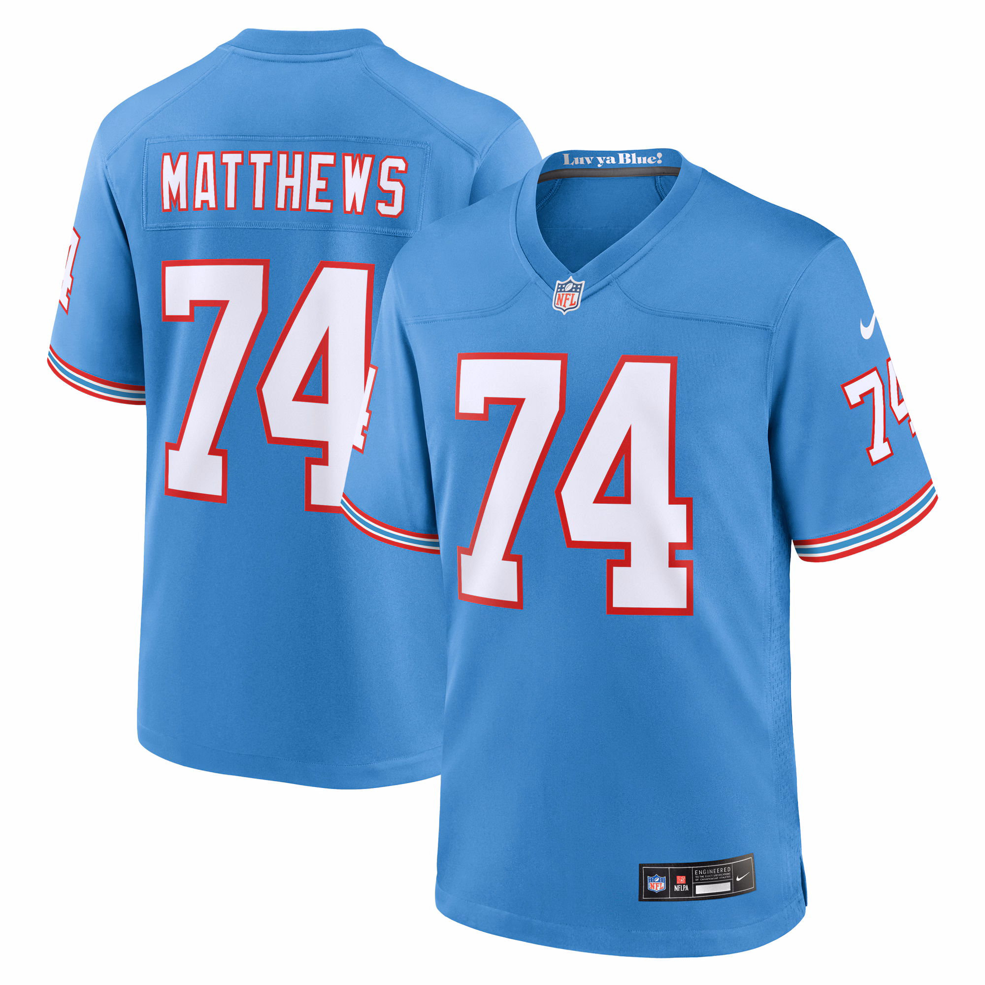 Bruce Matthews #74 Tennessee Titans Light Blue Retired Player Alternate Game Jersey