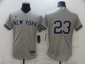 Men's New York Yankees #23 Don Mattingly Grey No Name Stitched Flex Base  Jersey