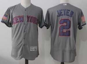 New York Yankees #2 Derek Jeter Grey Fashion Stars And Stripes Flexbase Stitched Jersey