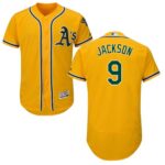 Oakland Athletics #9 Reggie Jackson Gold Flexbase Collection Stitched Jersey