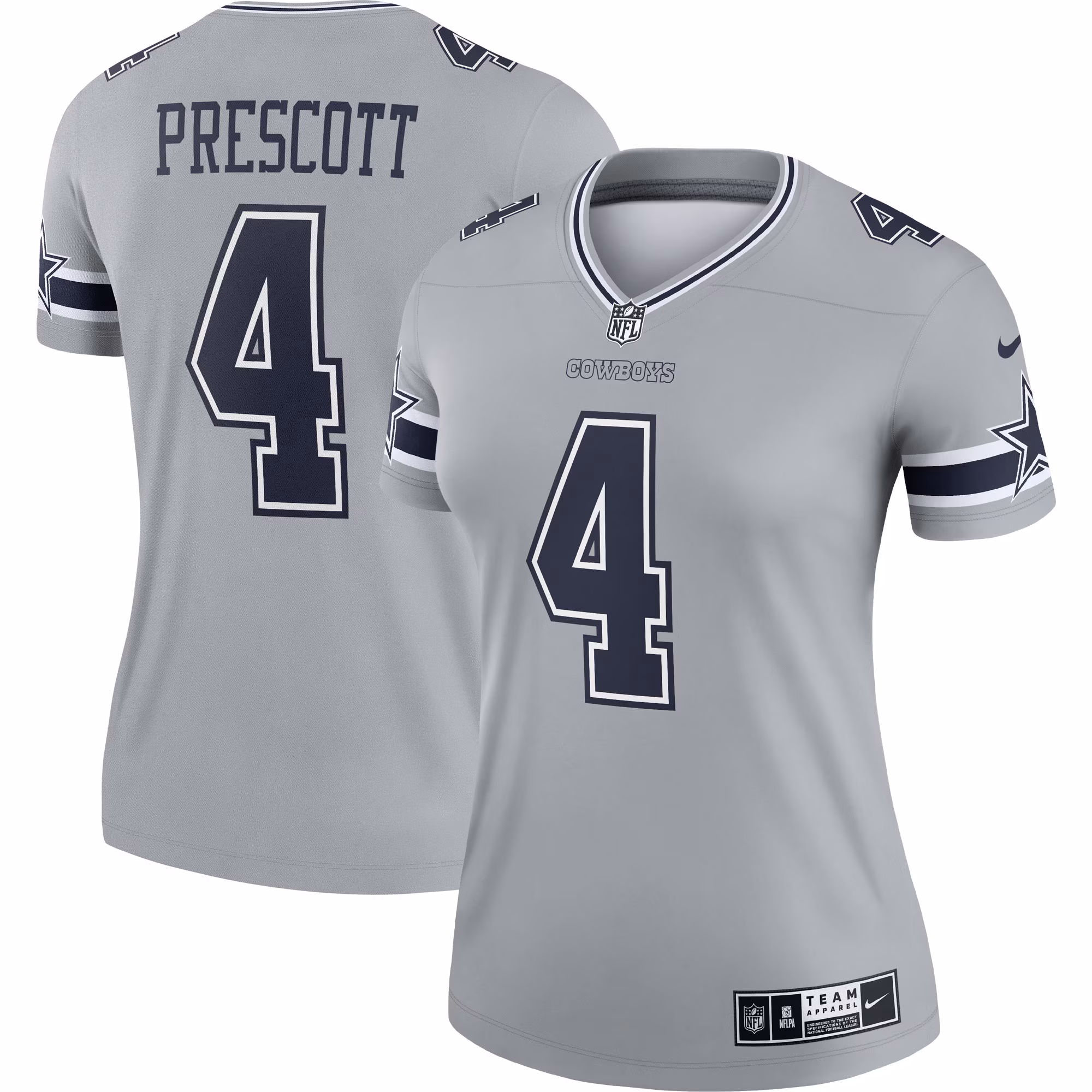 Dak Prescott Dallas Cowboys Women's Inverted Legend Jersey - Gray