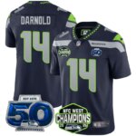 Sam Darnold #14  Seattle Seahawks SEA 2026 NFC West Champions Limited Jersey - 50th Season Patch - All Stitched