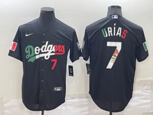 Men's  Los Angeles Dodgers #7 Julio Urias Black Mexico Throwback Cool Base Jersey