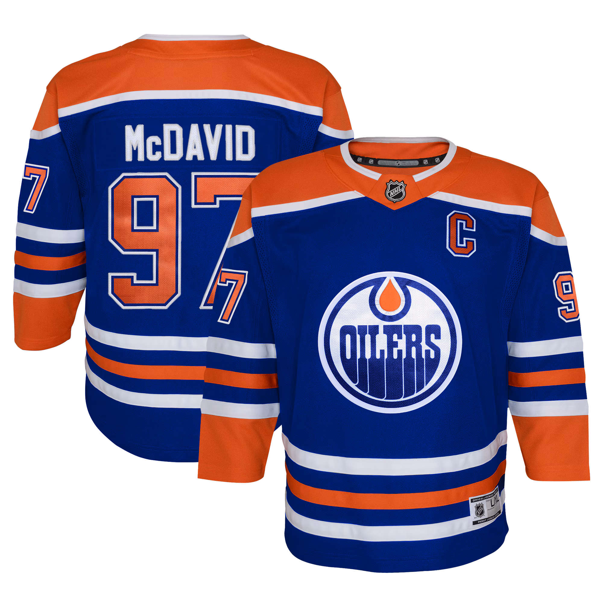 Youth Edmonton Oilers Connor McDavid #97 Royal Home Premier Player Jersey