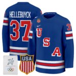 Connor Hellebuyck #37 2026 USA Olympic Premium Hockey Jersey -Royal