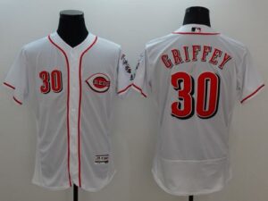 Cincinnati Reds #30 Ken Griffey White Flexbase Collection Stitched Jersey