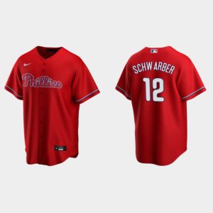 Men's Philadelphia Phillies #12 Kyle Schwarber Red Alternate Jersey