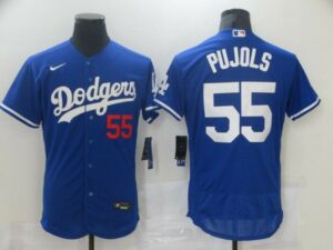 Men's Los Angeles Dodgers #55 Albert Pujols Blue Player Jersey