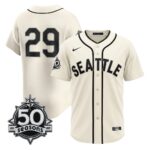 Cal Raleigh #29 Seattle Mariners 50th Anniversary Steelheads Sunday Night Jersey - Cream