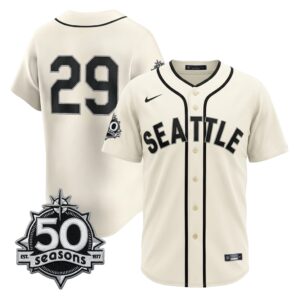 Cal Raleigh #29 Seattle Mariners 50th Anniversary Steelheads Sunday Night Jersey - Cream