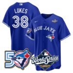 Nathan Lukes #38 Toronto Blue Jays 50th World Series Limited Jersey Stitched Royal