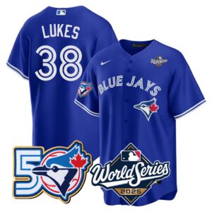 Nathan Lukes #38 Toronto Blue Jays 50th World Series Limited Jersey Stitched Royal