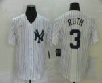 Men's New York Yankees #3 Babe Ruth White Throwback Stitched Cool Base  Jersey