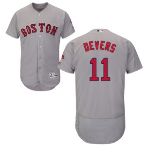 Red Boston Red Sox #11 Rafael Devers Grey Flexbase Collection Stitched Jersey