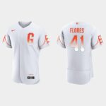 Men's San Francisco Giants #41 Wilmer Flores Men's 2021 City Connect Flex Base White Jersey