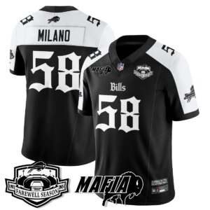 Matt Milano #58 Buffalo Bills BUF Mafia Gothic Vapor Limited Jersey - Farewell Highmark Patch - All Stitched