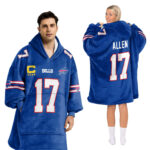 Adult 17 Buffalo Football Unisex Blanket Hoodie