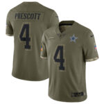 Dak Prescott Dallas Cowboys  Youth 2022 Salute To Service Player Limited Jersey - Olive