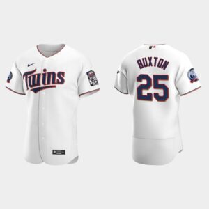 Men's Minnesota Twins #25 Byron Buxton 2020 Home Flex Base 60th Season Jersey - White