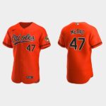 Men's Baltimore Orioles #47 John Means Orange Alternate Flex Base Jersey