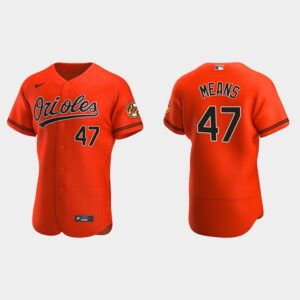 Men's Baltimore Orioles #47 John Means Orange Alternate Flex Base Jersey