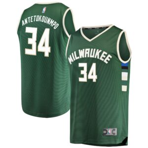 Giannis Antetokounmpo Milwaukee Bucks  Youth Fast Break Replica Jersey Hunter Green - Icon Edition